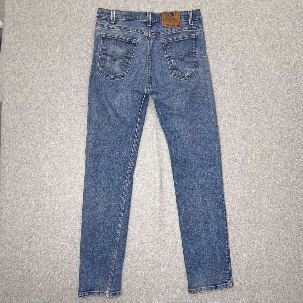 Levis Orange Tab 505 Distressed Straight Leg Blue Jeans 1993 USA Made 33x32 Vtg